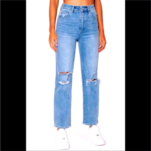 ZGY Denim Denim - ZGY Denim Reality Blue 100% Organic Cotton High Rise Rip Straight Leg Jeans Sz29